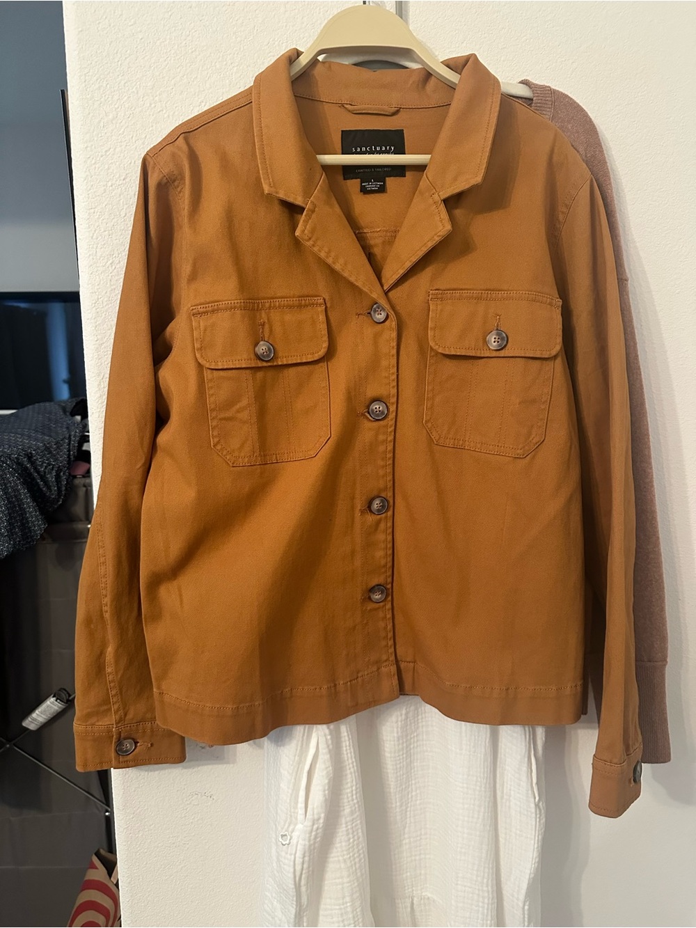 Sanctuary Women's Rust Brown Button-Front Utility Jacket